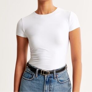 Abercrombie & Fitch White Soft Matte Seamless Tuckable Baby Tee